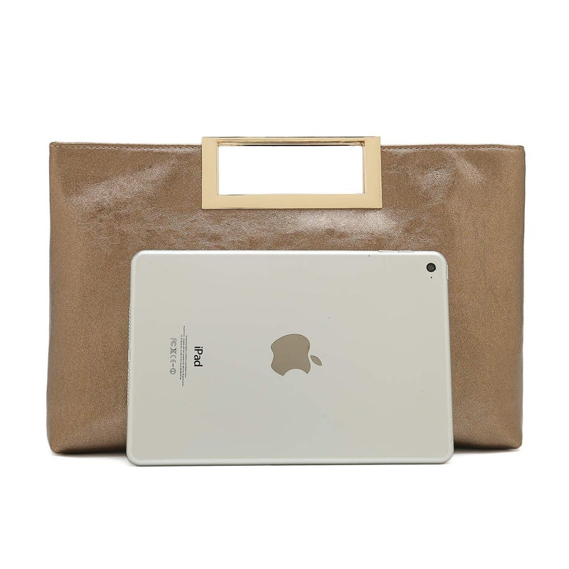 CHARMING TAILOR Fashion PU Leather Handbag Stylish Women Convertible Clutch Purse (Bronze) - Image 3